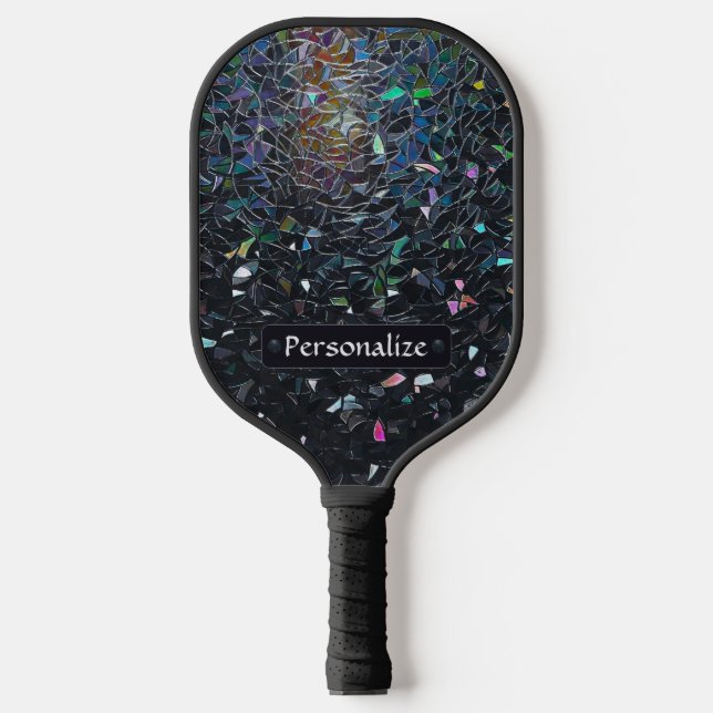 Raquette De Pickleball Custom Iridescent Abstract Stained Glass Pattern (Recto)