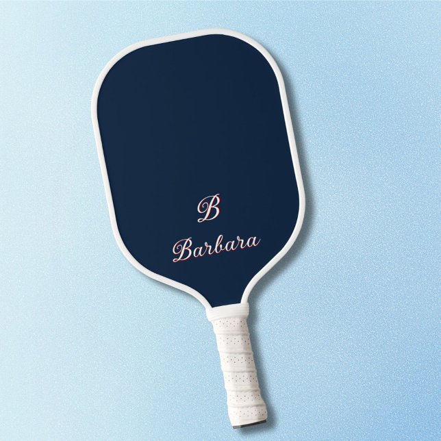 Raquette De Pickleball Custom Monogram Script Name (Créateur téléchargé)