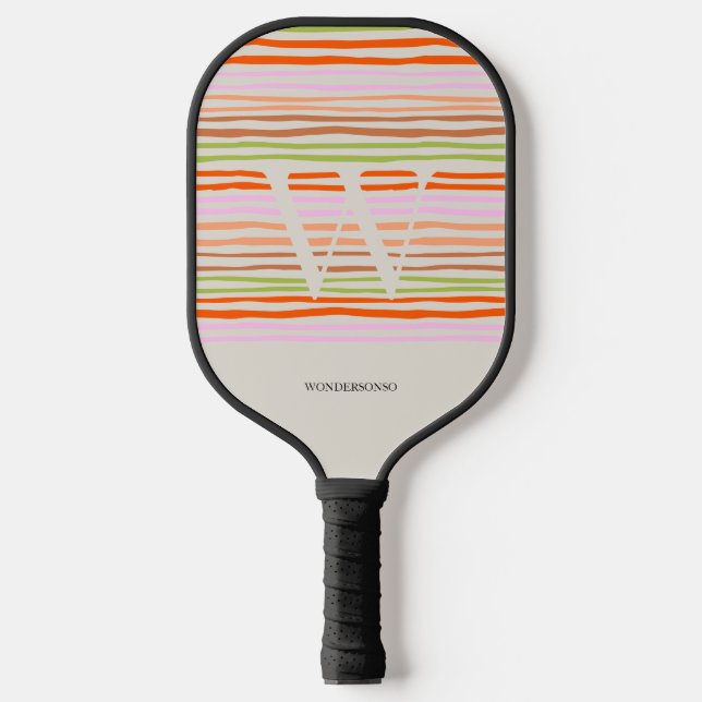 Raquette De Pickleball Custom Name Sunset Pastel Monogram (Recto)