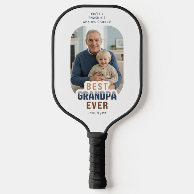 Raquette De Pickleball Custom Text and Photo Best Grandpa Ever (Recto)