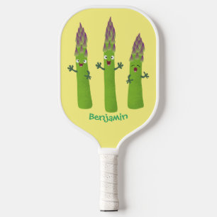 Raquette De Pickleball Cute asperges chantant un trio végétal dessin anim