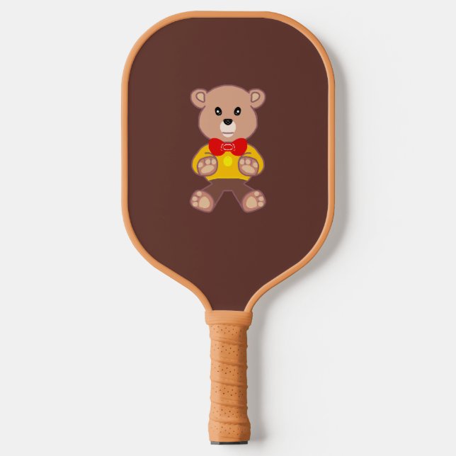 Raquette De Pickleball Cute Bowtie Teddy Bear Bleu vaisseau spatial (Recto)