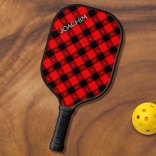 Raquette De Pickleball Cute Buffalo Plaid Avec Le Nom D'Étoiles Pour Pers