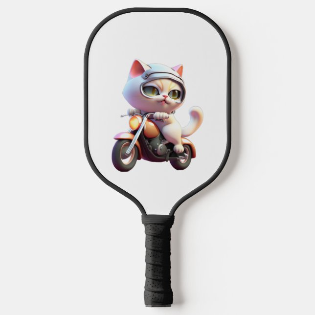 Raquette De Pickleball CUTE CAT chevauchant une motocyclette classique T- (Recto)