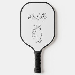 Raquette De Pickleball Cute chat noir blanc Winking Kitty Cartoon