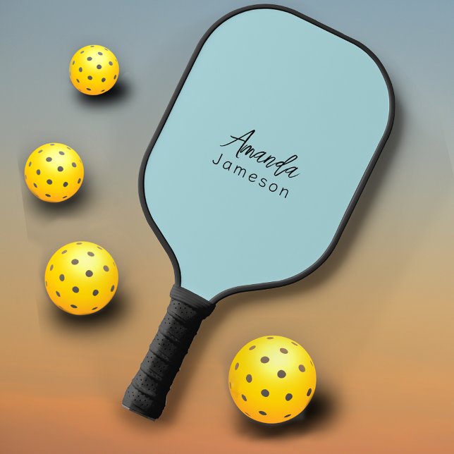 Raquette De Pickleball Cute Chic Blue Monogramme Nom complet (Créateur téléchargé)