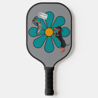 Raquette De Pickleball Cute Dogs and flower