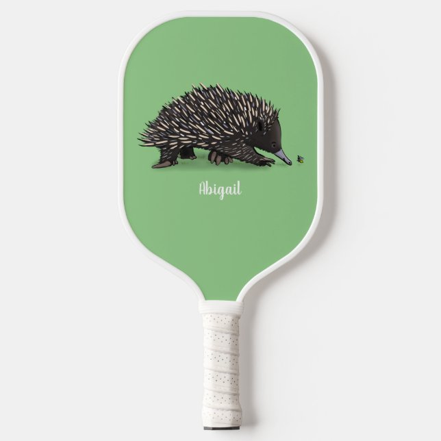 Raquette De Pickleball Cute echidna with bee cartoon illustration (Recto)