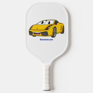 Raquette De Pickleball Cute happy yellow sports car cartoon