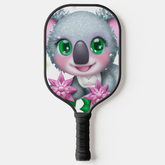 Raquette De Pickleball Cute Kawaii Koala Ours avec Fleurs (Recto)