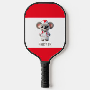 Raquette De Pickleball Cute Koala infirmière de l'ours avec stéthoscope r
