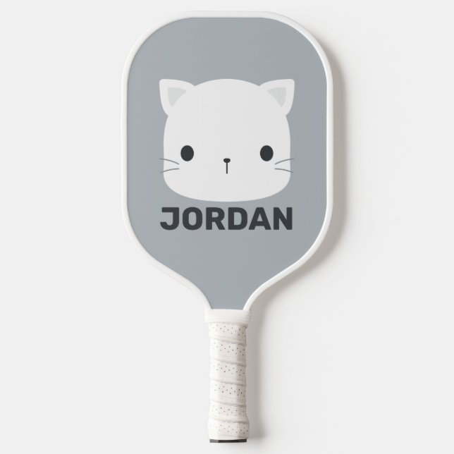 Raquette De Pickleball Cute Little Cat avec nom personnalisé (Recto)