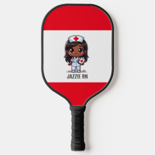 Raquette De Pickleball Cute Manga Black Nurse Cheveux Brown et yeux perso