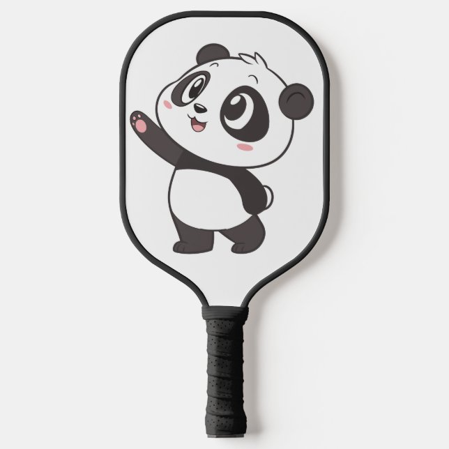 Raquette De Pickleball Cute Panda Bear Waving - Pickleball Paddle Design (Recto)