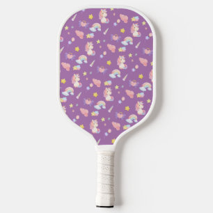 Raquette De Pickleball Cute rose douce licorne arc-en-ciel Motif
