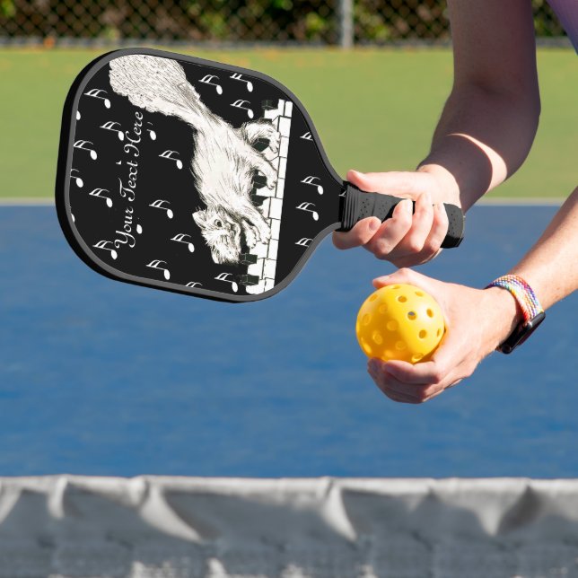 Raquette De Pickleball Cute Winking White Chat sur les touches de piano N (Insitu)
