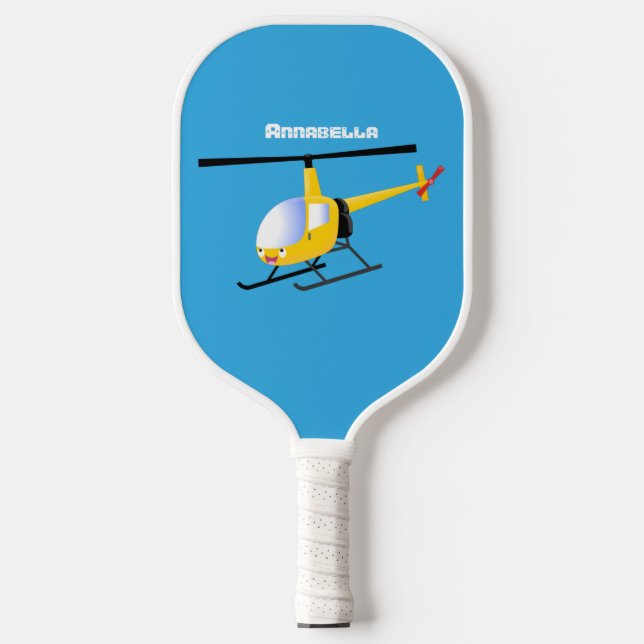 Raquette De Pickleball Cute yellow happy cartoon helicopter  (Recto)