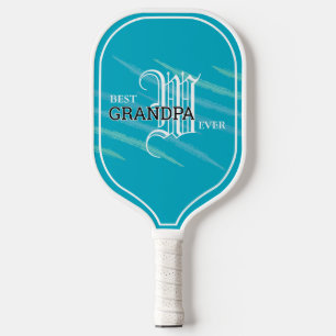 Raquette De Pickleball Cyan Meilleur grand-père jamais, Monogramme