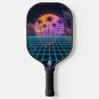 Raquette De Pickleball Cyber-Pulse Neon Soundwave Modern 80s 