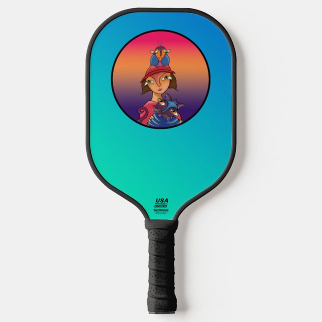 Raquette De Pickleball Dame de l'oiseau chat (Recto)