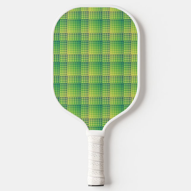 Raquette De Pickleball Damier Abstrait Vert Bleu (Recto)