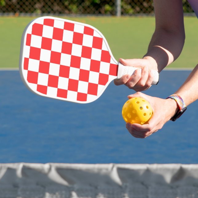Raquette De Pickleball Damier rouge visuel classique (Insitu)