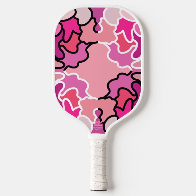 Raquette De Pickleball Dans L'Art Motif Géométrique Rose Du Milieu Du Siè (Recto)
