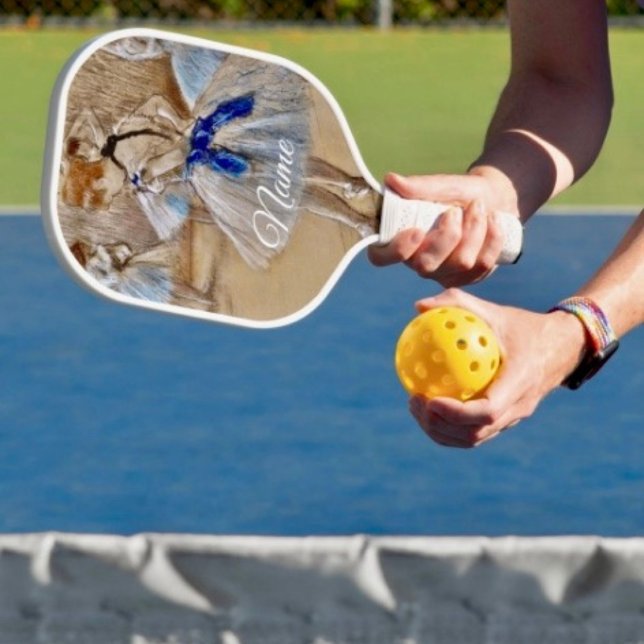 Raquette De Pickleball Danseuse de Degas avec ruban bleu (Pickleball paddle hand wrapped grip honeycomb core. 15.75” x 7.75” 8 oz weight. 
)