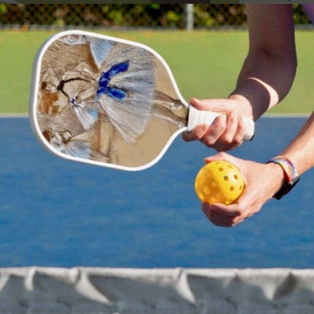 Raquette De Pickleball Danseuse de Degas avec ruban bleu (Pickleball paddle hand wrapped grip honeycomb core. 15.75” x 7.75” 8 oz weight. 
)