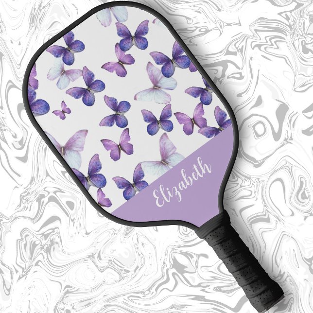 Raquette De Pickleball De mignons papillons violets créent votre propre n (Créateur téléchargé)