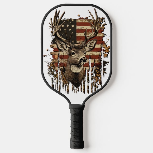 Raquette De Pickleball Deer, Buck Season USA Flag (Recto)