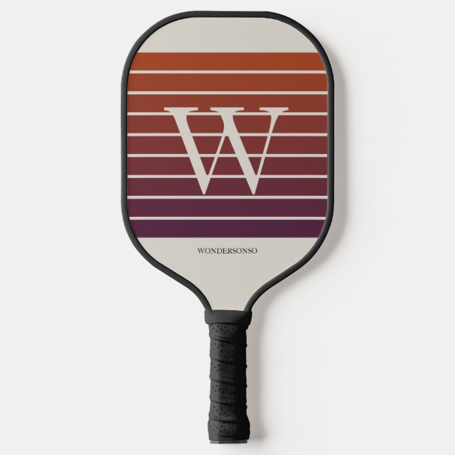 Raquette De Pickleball Dégradé de coucher de soleil à monogramme (Recto)