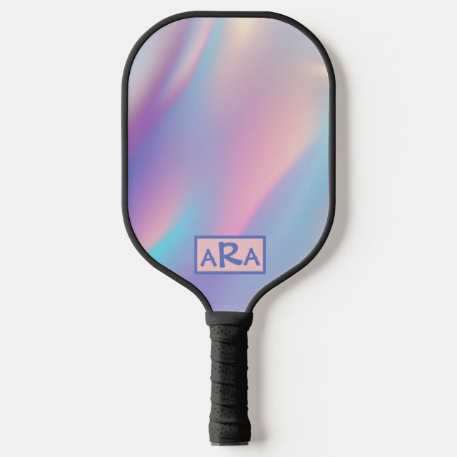 Raquette De Pickleball dégradé monogramme personnalisé rose et violet (Recto)