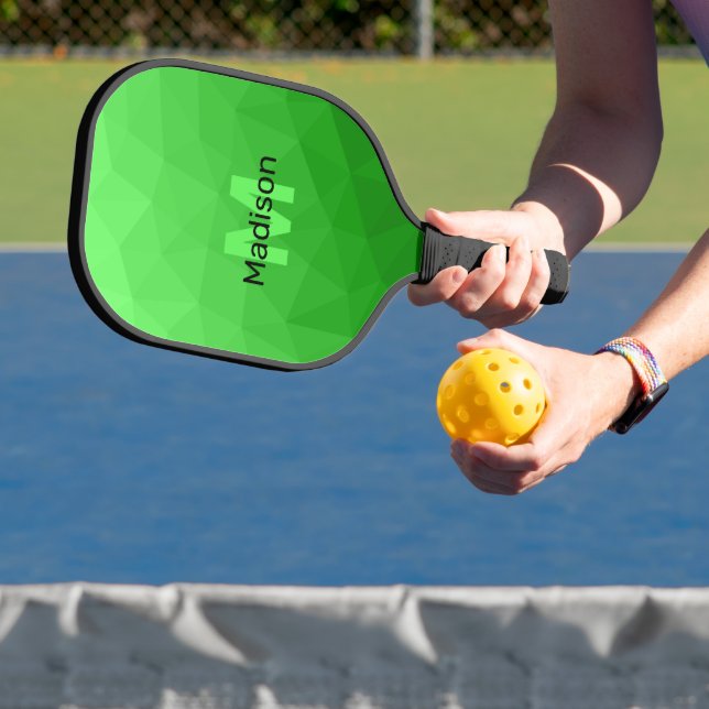 Raquette De Pickleball Dégradé vert clair géométrie motif maille Monogram (Insitu)