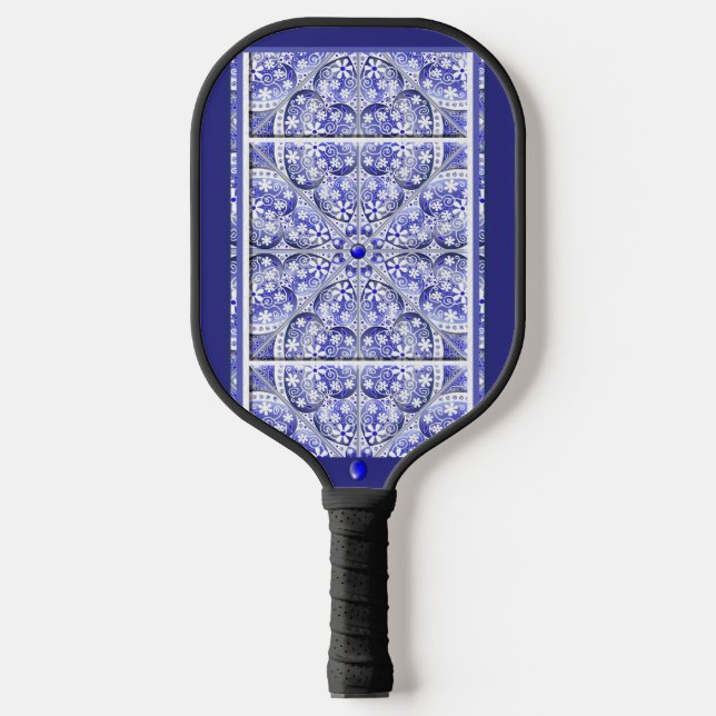 Raquette De Pickleball dentelle en céramique Bleu de Grèce (Recto)