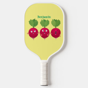 Raquette De Pickleball Des radis mignons chantant des légumes de dessin a