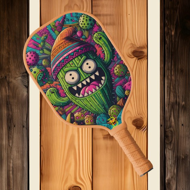 Raquette De Pickleball Desert Dandy : Un cactus vibrant arborant un style (Créateur téléchargé)