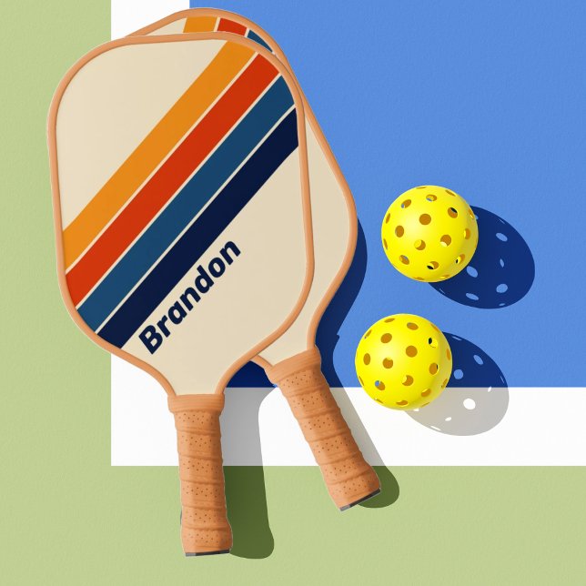 Raquette De Pickleball Desert Retro Arc-en-ciel avec nom (Créateur téléchargé)