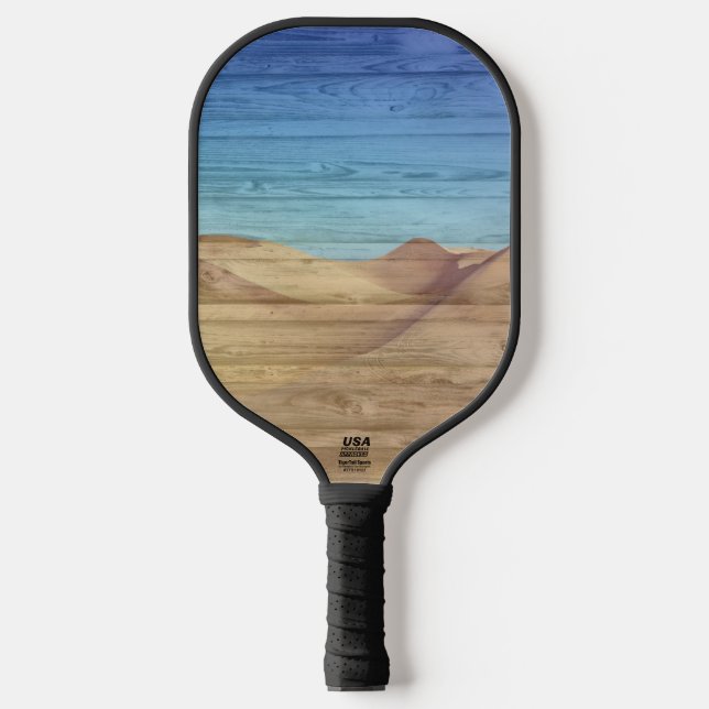 Raquette De Pickleball Desert Sand Dunes Beautiful Blue Sky On Wood Grain (Recto)
