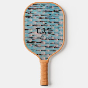 Raquette De Pickleball Design abstrait bleu, blanc et noir