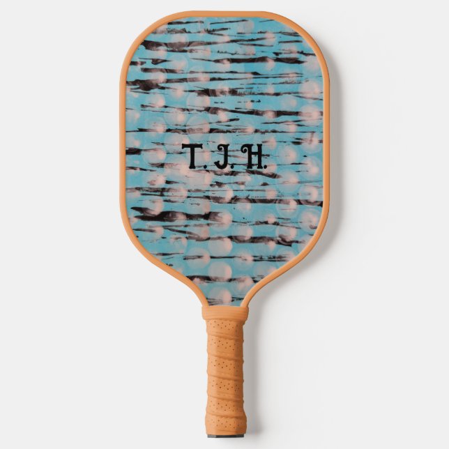 Raquette De Pickleball Design abstrait bleu, blanc et noir (Recto)
