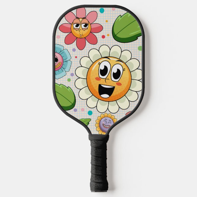 Raquette De Pickleball Design arrière - plan transparent avec fleurs colo (Recto)