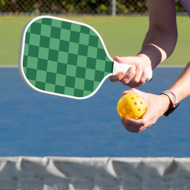 Raquette De Pickleball Design élégant à damier vert (Insitu)