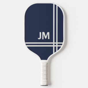 Raquette De Pickleball Design élégant bleu marine et rayures blanches