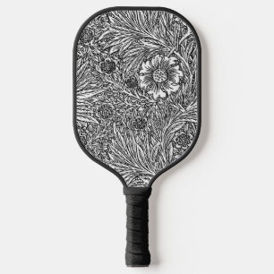 Raquette De Pickleball Design floral complexe en noir et blanc