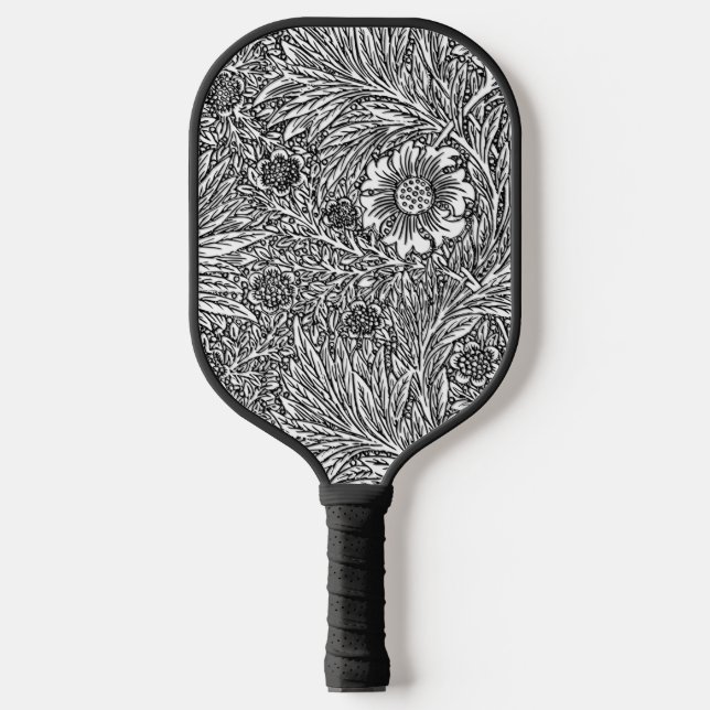 Raquette De Pickleball Design floral complexe en noir et blanc (Recto)