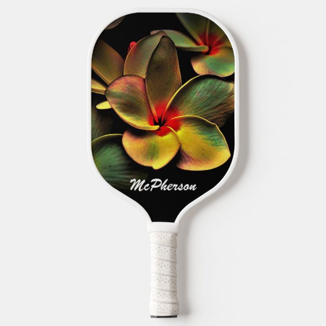 Raquette De Pickleball Design floral dynamique avec nom (Recto)