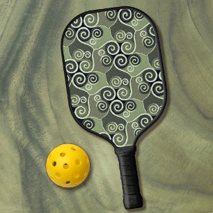Raquette De Pickleball Design Motif Abstrait tourbillonnant Sage Green Ar