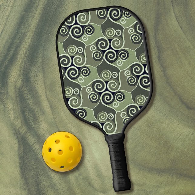 Raquette De Pickleball Design Motif Abstrait tourbillonnant Sage Green Ar (Créateur téléchargé)