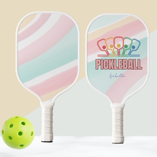 Raquette De Pickleball Design Pastel coloré (Créateur téléchargé)